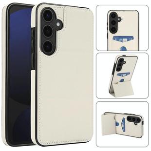 For Samsung Galaxy S25 5G Tri-fold Holder Leather Phone Case with Card Slot(White)