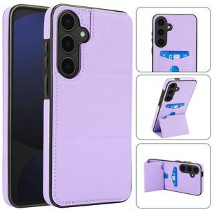 For Samsung Galaxy S25 5G Tri-fold Holder Leather Phone Case with Card Slot(Light Purple)