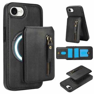 For iPhone 7 / 8 / SE 2022 Zipper Wallet Split MagSafe Leather Back Phone Case(Black)