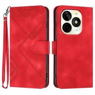 For Itel P65C Line Pattern Skin Feel Leather Phone Case(Red)