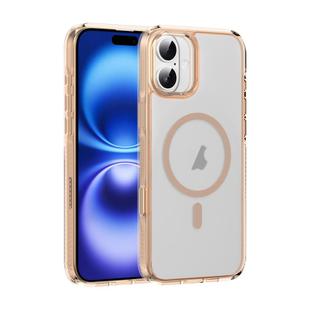 For iPhone 16 Translucent Frosted MagSafe Phone Case with AI Button(Gold)