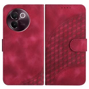 For vivo V30e Elephant Head Embossed Phone Leather Case with Lanyard(Rose Red)