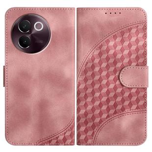 For vivo V30e Elephant Head Embossed Phone Leather Case with Lanyard(Pink)