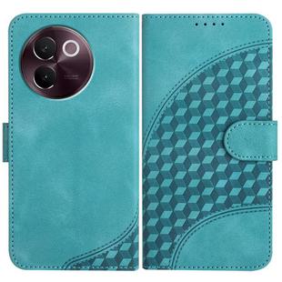 For vivo V30e Elephant Head Embossed Phone Leather Case with Lanyard(Light Blue)