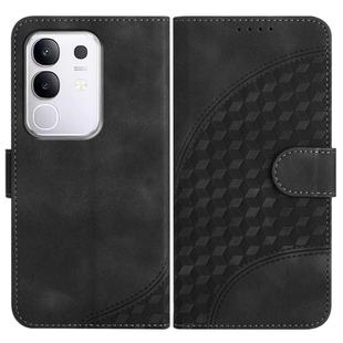 For vivo Y29 4G Elephant Head Embossed Phone Leather Case with Lanyard(Black)