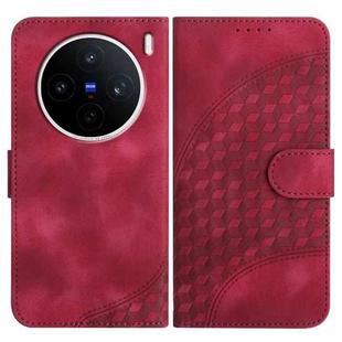 For vivo X200s Elephant Head Embossed Phone Leather Case with Lanyard(Rose Red)