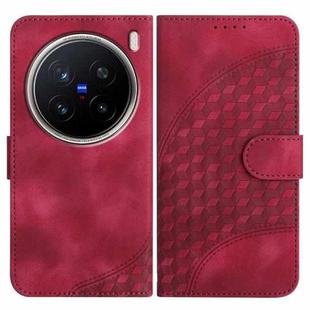 For vivo X200 Pro Elephant Head Embossed Phone Leather Case with Lanyard(Rose Red)