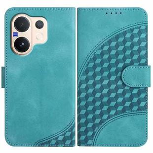 For vivo V60 5G Global Elephant Head Embossed Phone Leather Case with Lanyard(Light Blue)