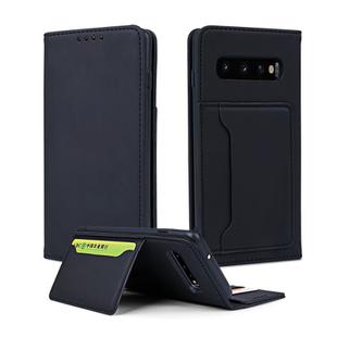 For Samsung Galaxy S10 Strong Magnetism Liquid Feel Horizontal Flip Leather Case with Holder & Card Slots & Wallet(Black)