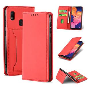 For Samsung Galaxy A10e Strong Magnetism Liquid Feel Horizontal Flip Leather Case with Holder & Card Slots & Wallet(Red)