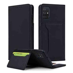 For Samsung Galaxy A71 Strong Magnetism Liquid Feel Horizontal Flip Leather Case with Holder & Card Slots & Wallet(Black)