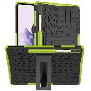 For Samsung Galaxy Tab S7 Lite T730 / T735 & S7+ T970 / T976B Tire Texture Shockproof TPU + PC Protective Case with Holder(Green)