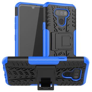 For LG Harmony 4 Tire Texture Shockproof TPU + PC Protective Case with Holder(Blue)