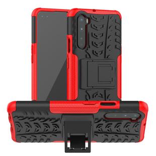 For OnePlus Nord Tire Texture Shockproof TPU + PC Protective Case with Holder(Red)