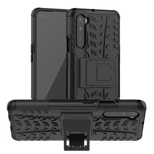 For OnePlus Nord Tire Texture Shockproof TPU + PC Protective Case with Holder(Black)