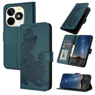 For Itel P65C Datura Flower Embossed Flip Leather Phone Case(Dark Green)
