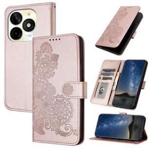 For Itel P65C Datura Flower Embossed Flip Leather Phone Case(Rose Gold)