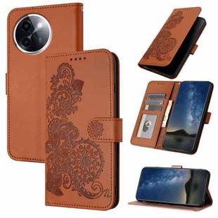 For vivo Y200i Datura Flower Embossed Flip Leather Phone Case(Brown)