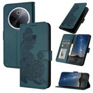 For vivo iQOO Z10 / T4 / Y300 Pro Datura Flower Embossed Flip Leather Phone Case(Dark Green)