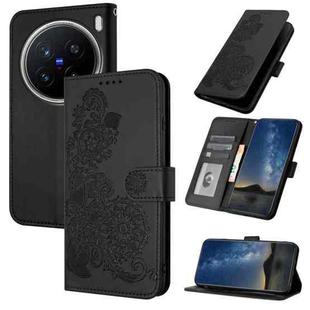 For vivo X200 Pro Datura Flower Embossed Flip Leather Phone Case(Black)