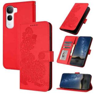 For vivo Y400 5G Datura Flower Embossed Flip Leather Phone Case(Red)