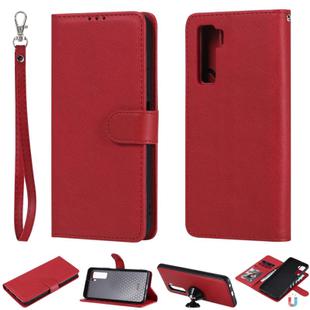 For Huawei Nova 7 SE 2 in 1 Solid Color Detachable PU Leather Case with Card Slots & Magnetic Holder & Photo Frame & Wallet & Strap(Red)