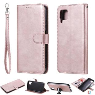 For Huawei P40 Pro 2 in 1 Solid Color Detachable PU Leather Case with Card Slots & Magnetic Holder & Photo Frame & Wallet & Strap(Rose Gold)