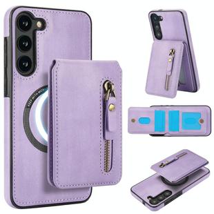 For Samsung Galaxy A54 5G Zipper Wallet Split MagSafe Leather Back Phone Case(Purple)