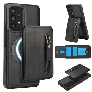 For Samsung Galaxy A53 5G Zipper Wallet Split MagSafe Leather Back Phone Case(Black)