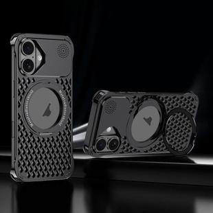 For iPhone 16 R-JUST RJ-64 Aromatherapy Heat Dissipation MagSafe Phone Case with Stand(Black)