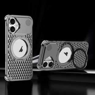 For iPhone 16 R-JUST RJ-64 Aromatherapy Heat Dissipation MagSafe Phone Case with Stand(Grey)
