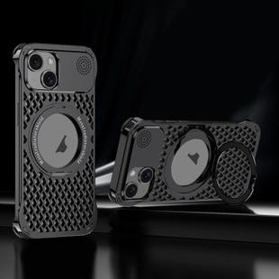 For iPhone 15 R-JUST RJ-64 Aromatherapy Heat Dissipation MagSafe Phone Case with Stand(Black)