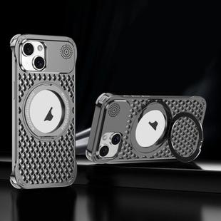 For iPhone 15 R-JUST RJ-64 Aromatherapy Heat Dissipation MagSafe Phone Case with Stand(Grey)