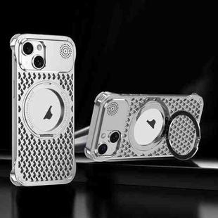 For iPhone 15 R-JUST RJ-64 Aromatherapy Heat Dissipation MagSafe Phone Case with Stand(Silver)
