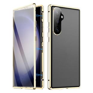 For Samsung Galaxy S24 FE 5G HD Full Cover Magnetic Metal Tempered Glass Phone Case(Gold)