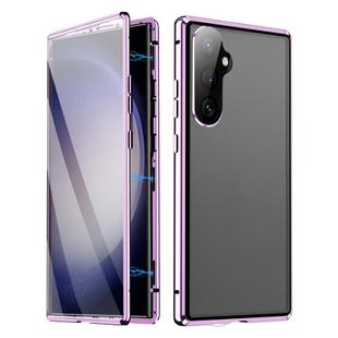 For Samsung Galaxy S24 FE 5G HD Full Cover Magnetic Metal Tempered Glass Phone Case(Purple)