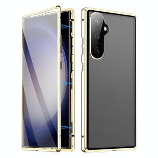 For Samsung Galaxy S25 5G HD Full Cover Magnetic Metal Tempered Glass Phone Case(Gold)