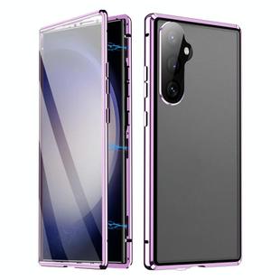 For Samsung Galaxy S25+ 5G HD Full Cover Magnetic Metal Tempered Glass Phone Case(Purple)