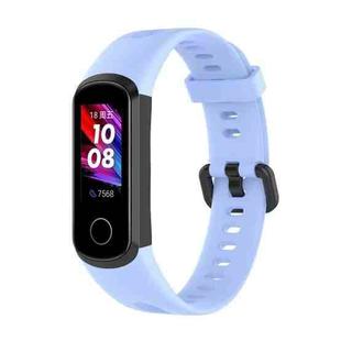 For Huawei Honor Band 5i / Band 4 Metal Buckle Silicone Watch Band, Size: Free Size(Chrysanthemum Blue)