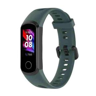 For Huawei Honor Band 5i / Band 4 Metal Buckle Silicone Watch Band, Size: Free Size(Olive Green)