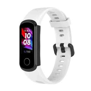 For Huawei Honor Band 5i / Band 4 Metal Buckle Silicone Watch Band, Size: Free Size(White)