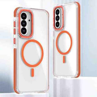 For Samsung Galaxy A56 5G Dual-Color Clear Acrylic Hybrid TPU MagSafe Phone Case(Orange)