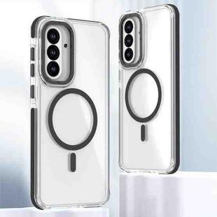For Samsung Galaxy A56 5G Dual-Color Clear Acrylic Hybrid TPU MagSafe Phone Case(Black)