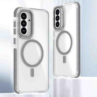 For Samsung Galaxy A56 5G Dual-Color Clear Acrylic Hybrid TPU MagSafe Phone Case(Grey)