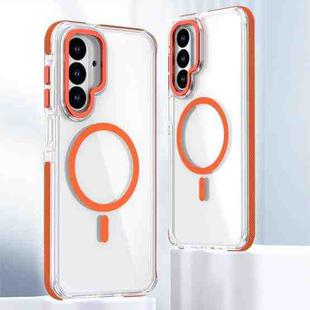 For Samsung Galaxy A26 5G Dual-Color Clear Acrylic Hybrid TPU MagSafe Phone Case(Orange)
