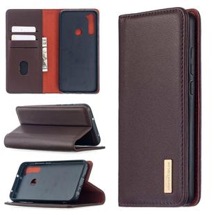 For Xiaomi Redmi Note 8T 2 in 1 Detachable Magnetic Horizontal Flip Genuine Leather Case with Holder & Card Slots & Wallet(Dark Brown)