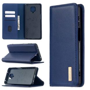 For Xiaomi Redmi Note 9 Pro 2 in 1 Detachable Magnetic Horizontal Flip Genuine Leather Case with Holder & Card Slots & Wallet(Blue)