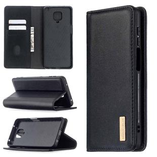 For Xiaomi Redmi Note 9 Pro 2 in 1 Detachable Magnetic Horizontal Flip Genuine Leather Case with Holder & Card Slots & Wallet(Black)