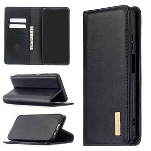 For Huawei P40 Lite 2 in 1 Detachable Magnetic Horizontal Flip Genuine Leather Case with Holder & Card Slots & Wallet(Black)