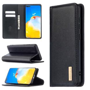For Huawei P40 Pro 2 in 1 Detachable Magnetic Horizontal Flip Genuine Leather Case with Holder & Card Slots & Wallet(Black)
